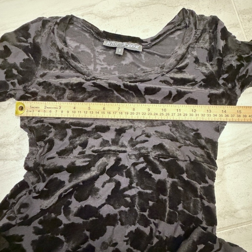 VTG 90s Betsey Johnson Sz 8 Black Floral Gothic Burnout Velvet Skater Dress USA - Picture 4 of 7